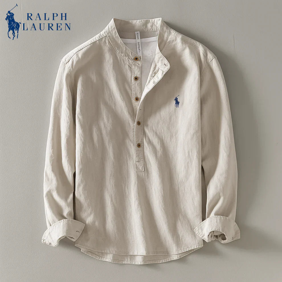 Premium Linen Shirt Mandarin Collar + Gift